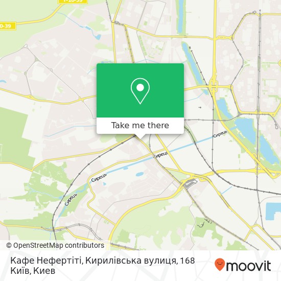 Карта Кафе Нефертіті, Кирилівська вулиця, 168 Київ