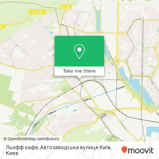 Карта Льофф кафе, Автозаводська вулиця Київ