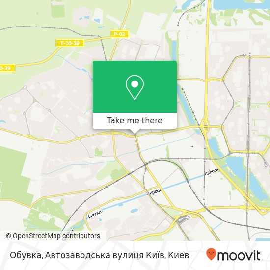 Карта Обувка, Автозаводська вулиця Київ