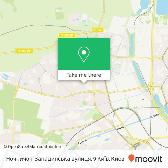 Карта Ночничок, Западинська вулиця, 9 Київ