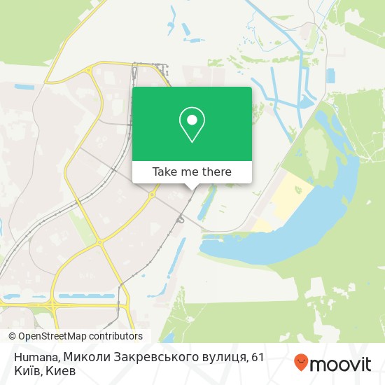 Карта Humana, Миколи Закревського вулиця, 61 Київ