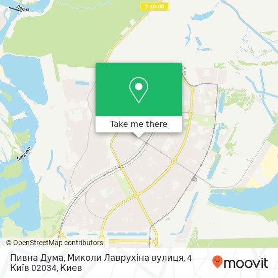 Карта Пивна Дума, Миколи Лаврухіна вулиця, 4 Київ 02034