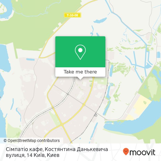 Карта Сімпатіо кафе, Костянтина Данькевича вулиця, 14 Київ