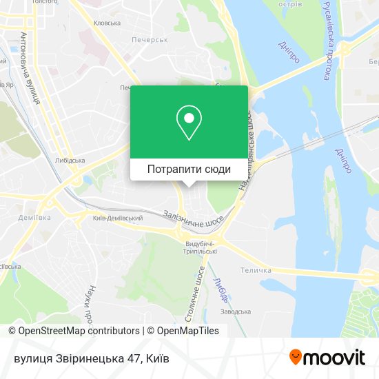 Карта вулиця Звіринецька 47