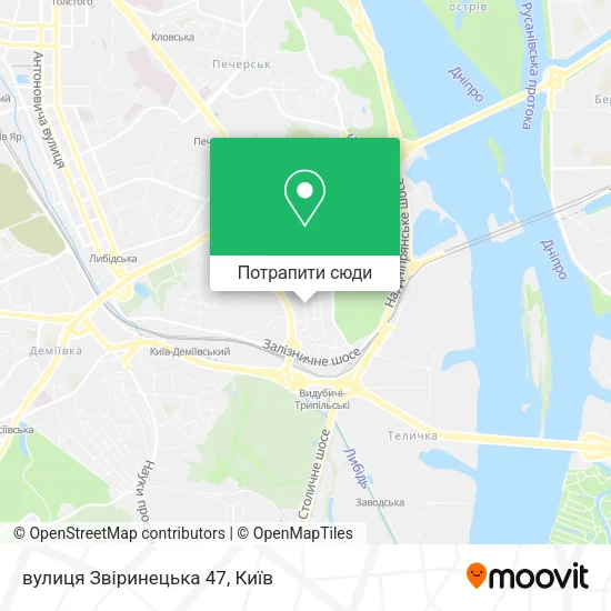 Карта вулиця Звіринецька 47