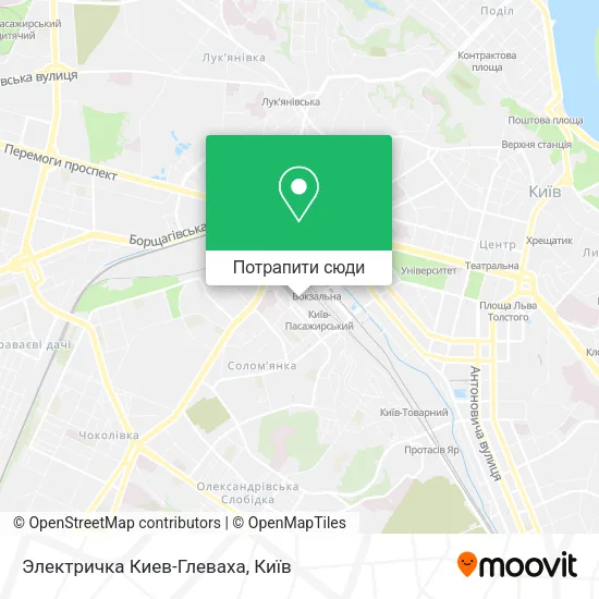 Карта Электричка Киев-Глеваха