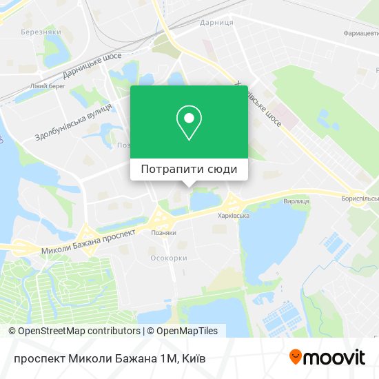 Карта проспект Миколи Бажана 1М