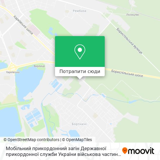 Карта Мобільний прикордонний загін Державної прикордонної служби України військова частина 1496