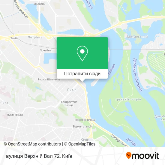 Карта вулиця Верхній Вал 72
