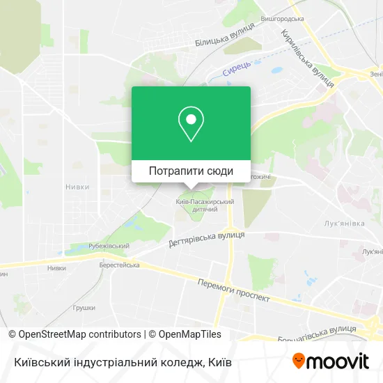 Карта Київський індустріальний коледж