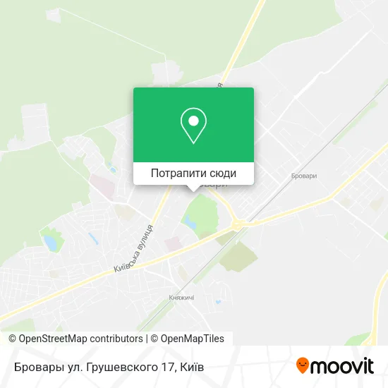 Карта Бровары ул. Грушевского 17