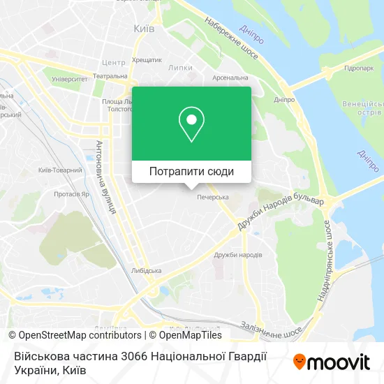 Карта Військова частина 3066 Національної Гвардії України
