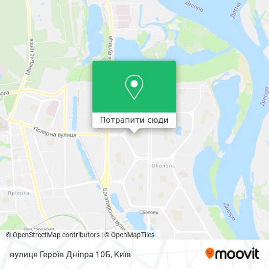 Карта вулиця Героїв Дніпра 10Б