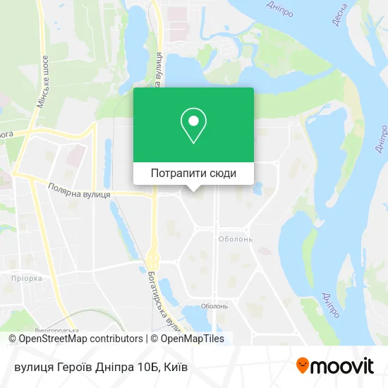 Карта вулиця Героїв Дніпра 10Б