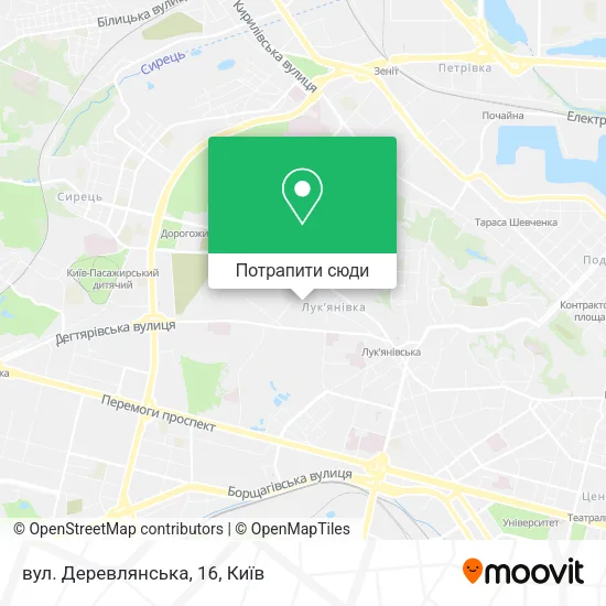 Карта вул. Деревлянська, 16