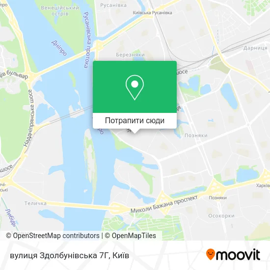 Карта вулиця Здолбунівська 7Г