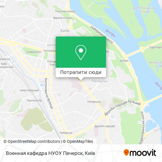 Карта Военная кафедра НУОУ Печерск
