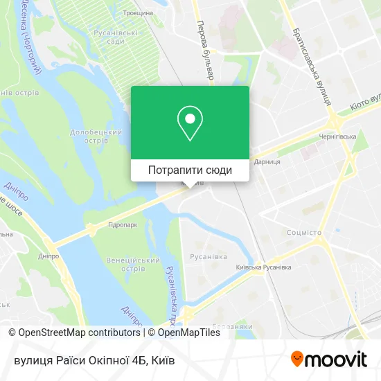 Карта вулиця Раїси Окіпної 4Б
