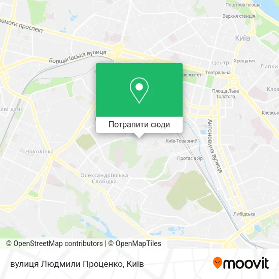 Карта вулиця Людмили Проценко