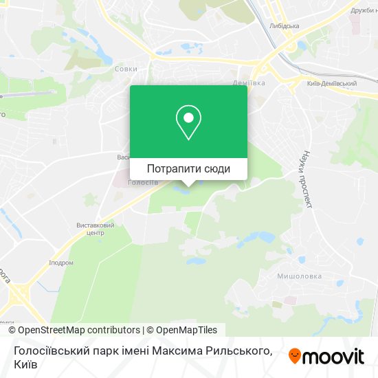 Карта Голосіївський парк імені Максима Рильського