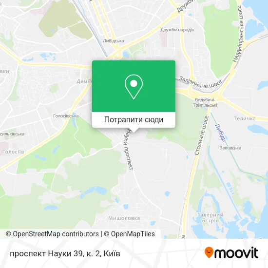 Карта проспект Науки 39, к. 2