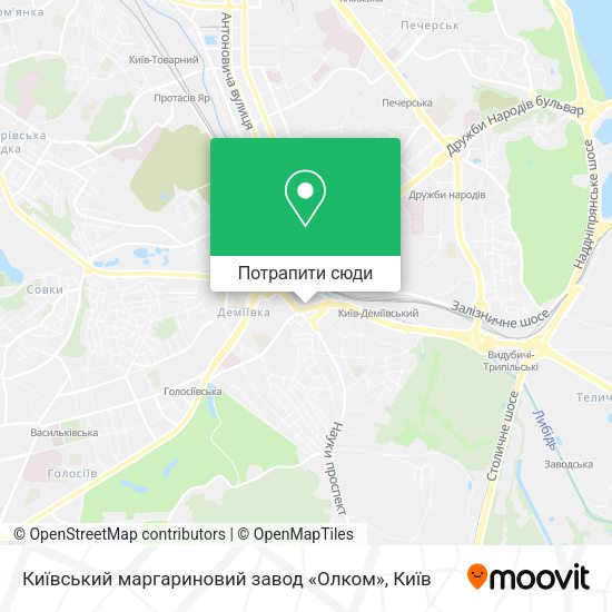 Карта Київський маргариновий завод «Олком»