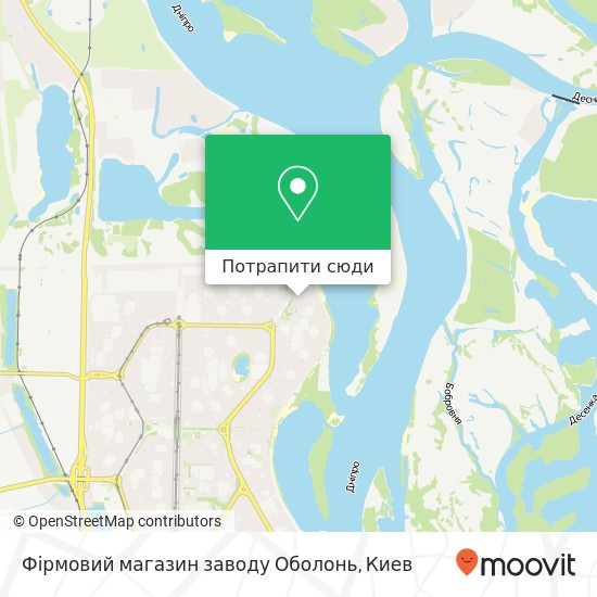 Карта Фірмовий магазин заводу Оболонь