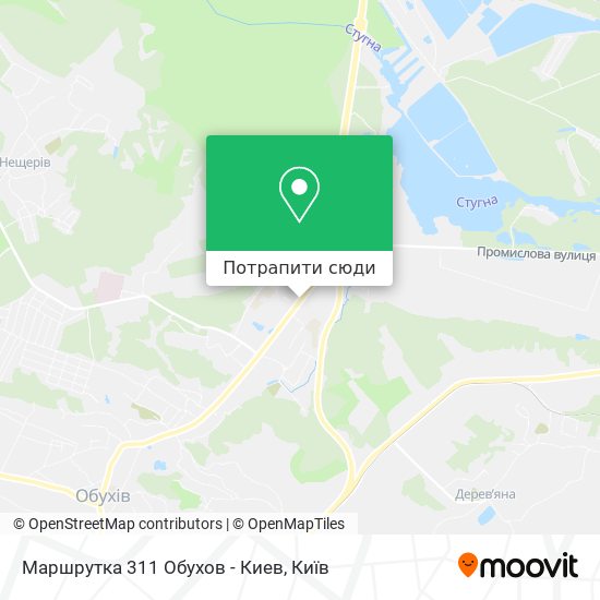 Карта Маршрутка 311 Обухов - Киев