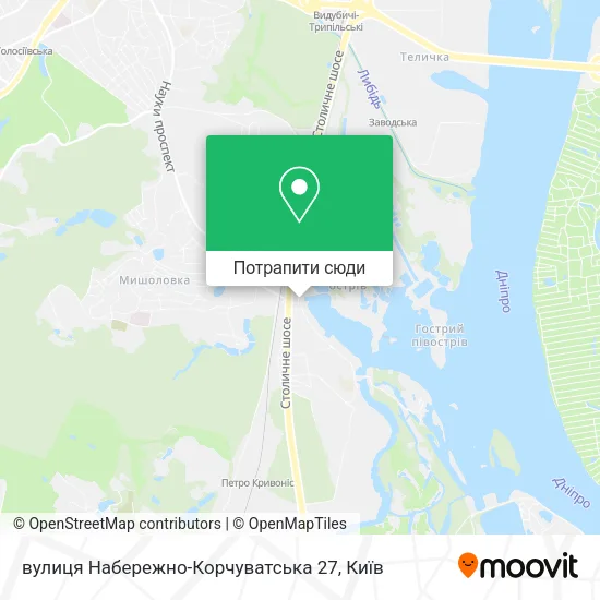 Карта вулиця Набережно-Корчуватська 27