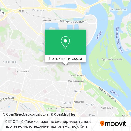 Карта КЕПОП (Київське казенне експериментальне протезно-ортопедичне підприємство)