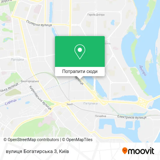 Карта вулиця Богатирська 3