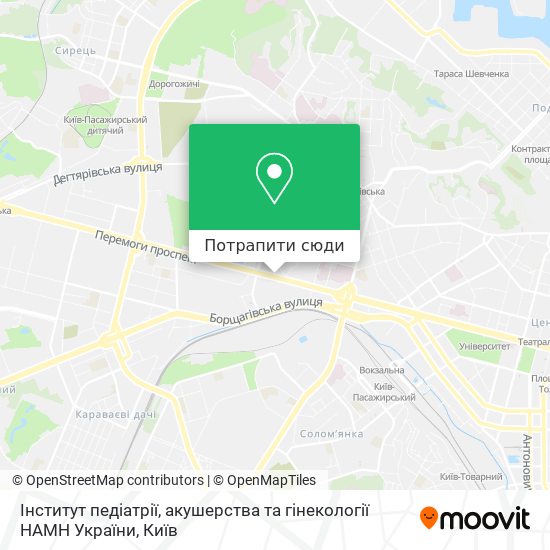Карта Інститут педіатрії, акушерства та гінекології НAMH України