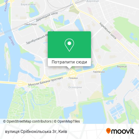 Карта вулиця Срібнокільська 3г