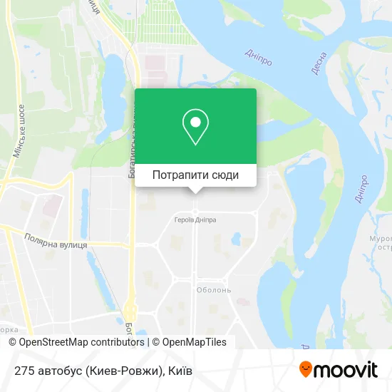 Карта 275 автобус (Киев-Ровжи)