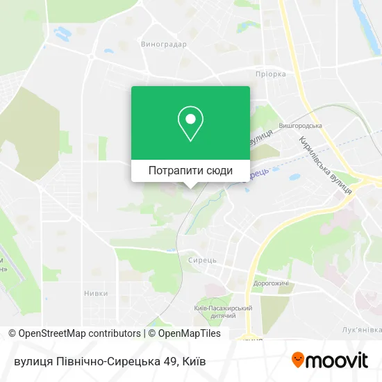 Карта вулиця Північно-Сирецька 49