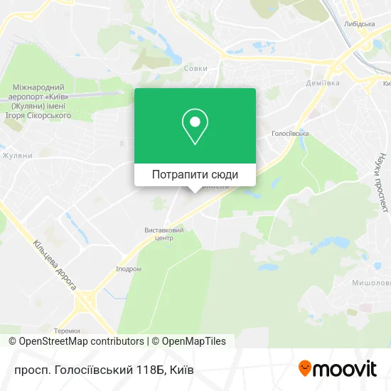 Карта просп. Голосіївський 118Б