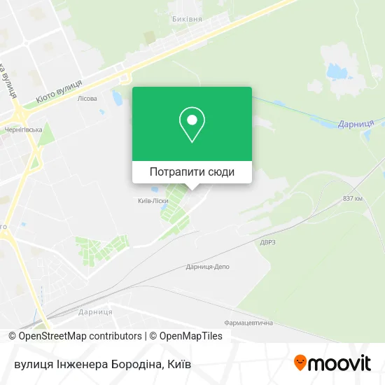 Карта вулиця Інженера Бородіна