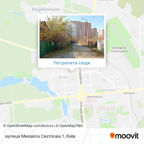 Карта вулиця Михайла Свєтлова 1
