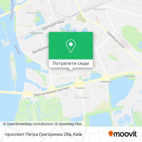 Карта проспект Петра Григоренка 28в