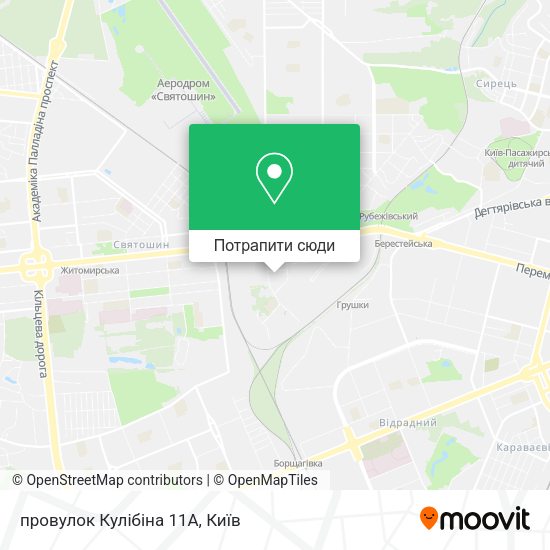 Карта провулок Кулібіна 11А