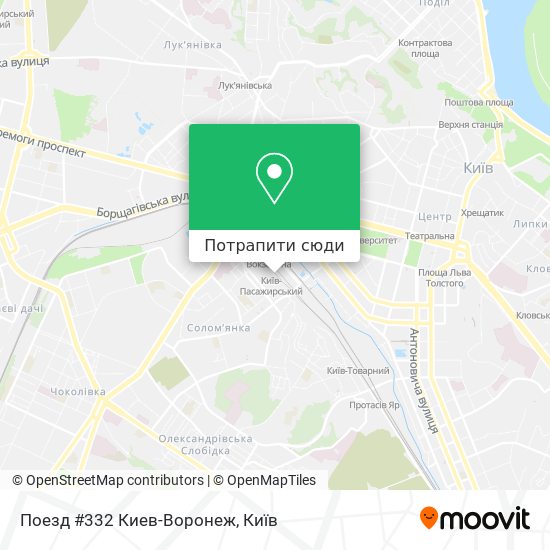 Карта Поезд #332 Киев-Воронеж