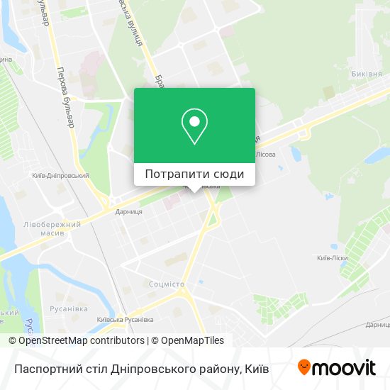 Карта Паспортний стіл Дніпровського району