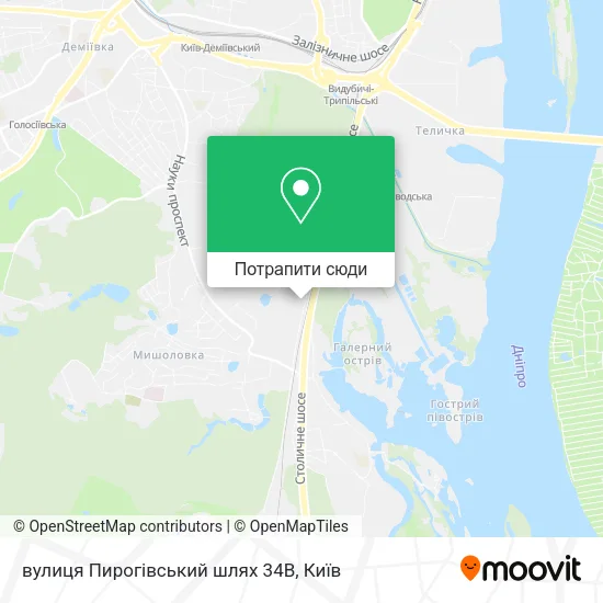Карта вулиця Пирогівський шлях 34В
