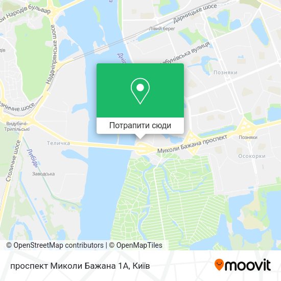 Карта проспект Миколи Бажана 1А
