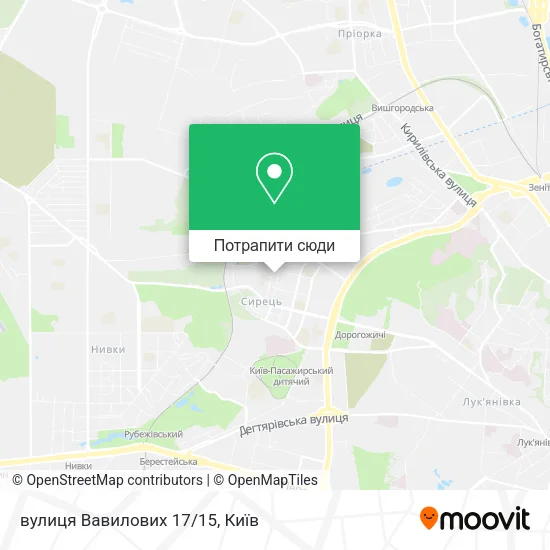Карта вулиця Вавилових 17/15