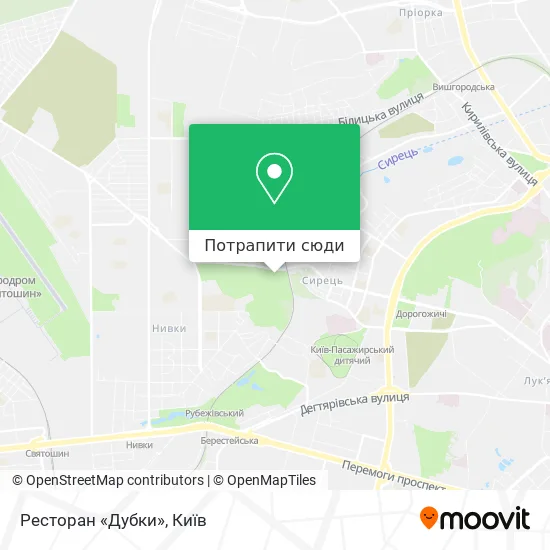 Карта Ресторан «Дубки»