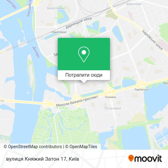 Карта вулиця Княжий Затон 17