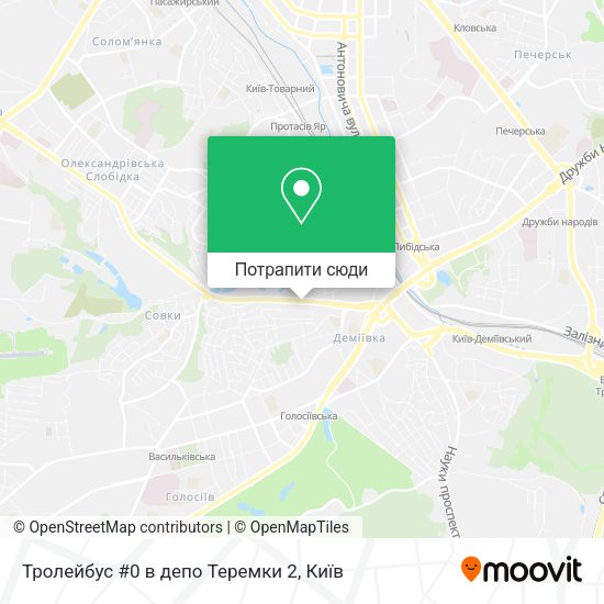 Карта Тролейбус #0 в депо Теремки 2