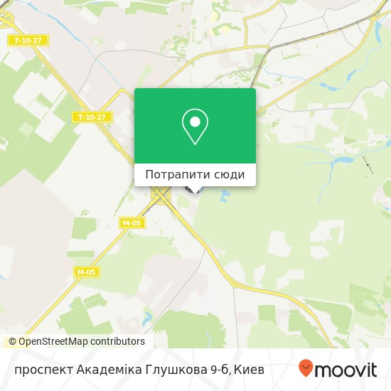 Карта проспект Академіка Глушкова 9-б
