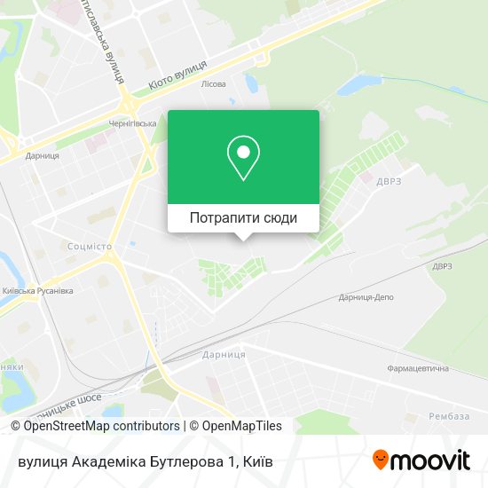 Карта вулиця Академіка Бутлерова 1